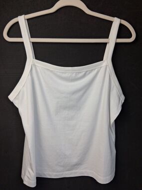 Everlane Essential Square Neck Tank Top White Organic Cotton Blend Women's Sz XL